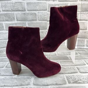 & OTHER STORIES Women's Size 40/ US 9-9.5 Burgundy Velvet Block Heel Boots